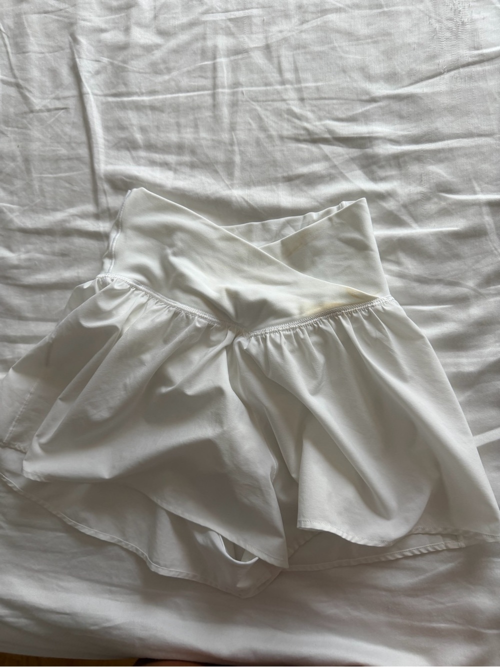White A-Line Skirted Shorts with Flared Overlay